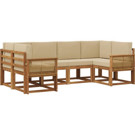 Set di divani da esterno 6 pz Naturale e Beige vidaXL (1/5)