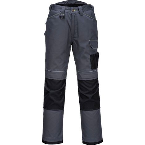 Pantalón de trabajo PW3 de tejido clasificado UPF 40+ Regular T601 33 pulgadas Gris/Negro