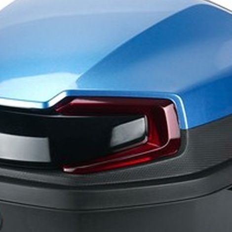 Coffre Arrière Grand Volume pour Véhicule Électrique, Surface Lisse, Motif Bicolore, Moto Scooter Électrique, Bleu (1/4)