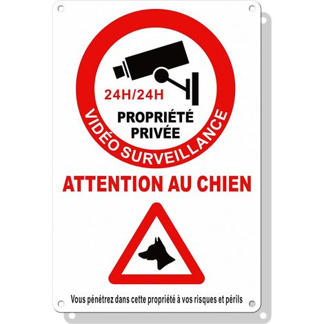 24-hour CCTV and Warning Dog Alu-30 x 20 cm Reflective aluminium plate, waterproof and anti-rust. Reinforced security for gate and fence (1/5)