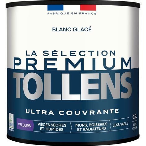 Tollens - Peinture intérieure couleurs - La Sélection Premium Velours - Ultra Couvrante - Blanc Glacé 0,5 L - 6m²