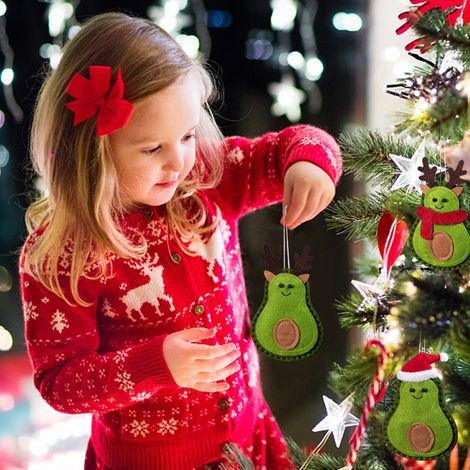 3er-Set Weihnachtsbaumschmuck aus Filz in Avocadoform, Weihnachtsschmuck (Beutel, 3 Stück), Avocado-Anhänger (3er-Set), Einheitsgröße (1/5)