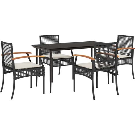 Maison Exclusive - 5-tlg. Garten-Essgruppe mit Kissen Schwarz Pol (1/5)
