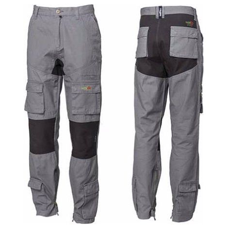 Industrial Starter 8738 STRETCH-ON Pantalone da Lavoro Multitasca 100% Cotone Canvas Inserti Stretch Taglia XXL colore Grigio (1/2)