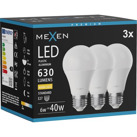 Mexen Nova 3x Ampoule LED E27, A60, 6W, Chaude - 3000K, 630 lm - L100-E27-0630-01x03 (1/3)