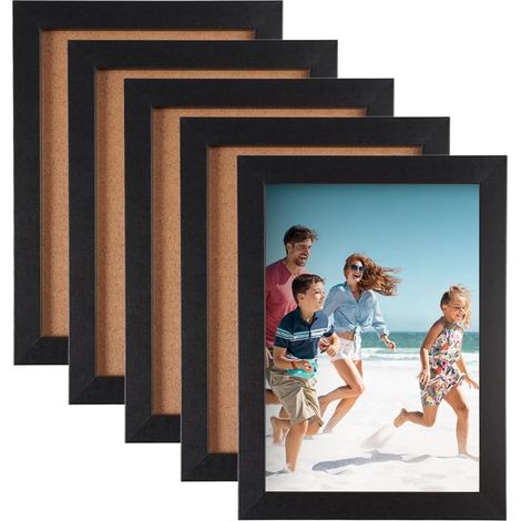 Set of 5 Black Frames 13 x 18 cm, Black Wooden Photo Frames 5x7 Inches (1/5)