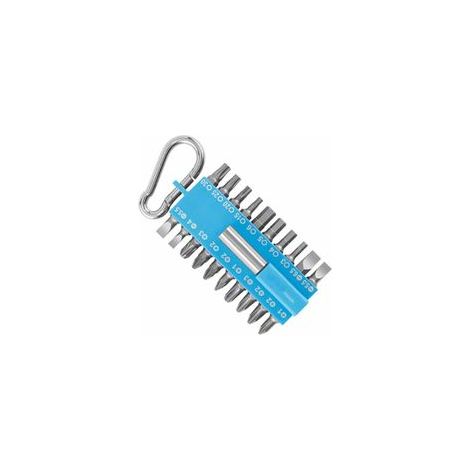 Assortiment de 21 embouts de vissage bleus, avec porte-embouts universel et mousqueton –