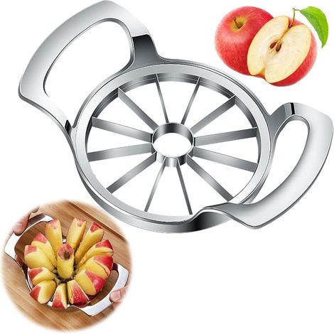 Coupe Pomme, 12 Lames, Découpe Pomme en Acier Inoxydable, Evideur Pomme à Trognons, pour les Pommes et les Poires (1/5)