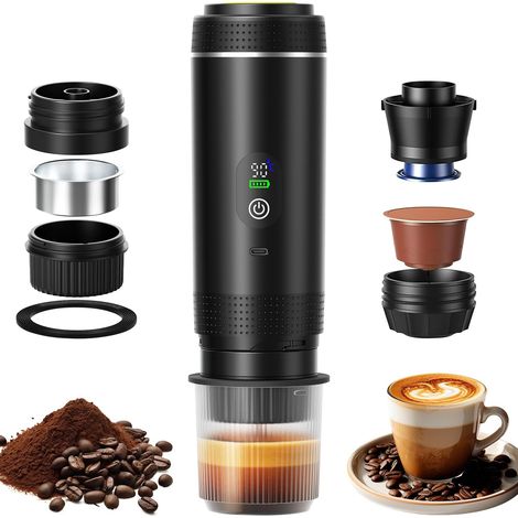Machine à Café Portable - 1 Unité - Acier Inox - 20 Bars Auto-Chauffante - Voyage Camping Voiture - Noir (1/5)