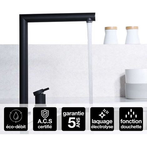 Robinet Mitigeur de Cuisine anti-calcaire Noir Mat IMEX ITACA GCE018/NG (1/3)
