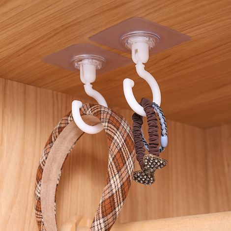 Crochet pivotant de plafond transparent, adhésif sans perçage, crochet collant pour salle de bain et cuisine, fixation murale robuste, pack multiple (1/3)