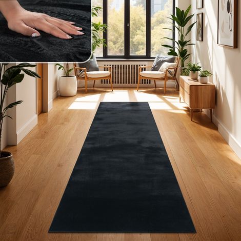 Paco Home Tappeto per Soggiorno in Finta Pelliccia Peluche Alto Pelo Morbido Nero, 60x90 cm