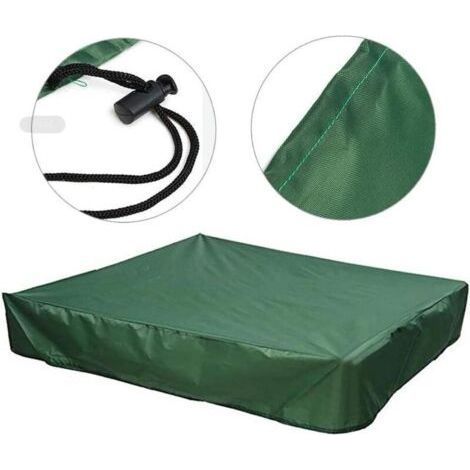 Couverture de Bac à Sable avec Cordon de Serrage Housse de Bac à Sable étanche à la Poussière Bâche de Protection, Vert (150x150 cm) (1/3)