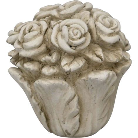 Scultura in cemento raffigurante un mazzo di rose in vaso (1/5)