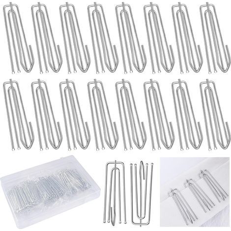45 ganchos de cortina de acero inoxidable con 4 dientes, ganchos de cortina metálicos reutilizables, ganchos de cortina metálicos, ganchos de dientes profundos (1/5)