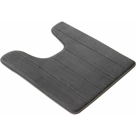 Bardusch-Tapis de toilette antidérapant en polaire corail pour salle de bain, tapis contour WC lavable, doux et absorbant (gris foncé) (1/5)