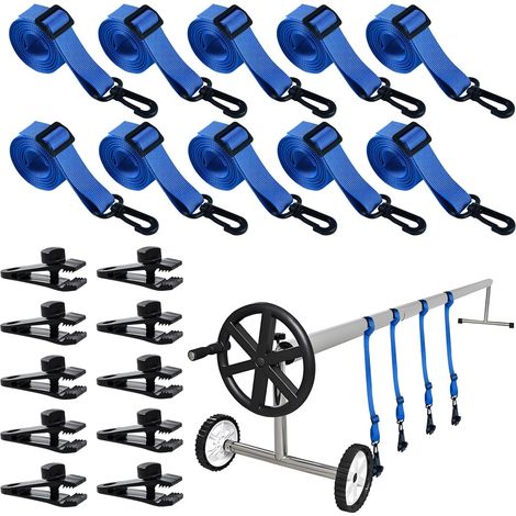 Kit de 10 sangles améliorées pour enrouleur de couverture solaire de piscine, avec fixation réglable, pour couverture de piscine enterrée. (1/5)