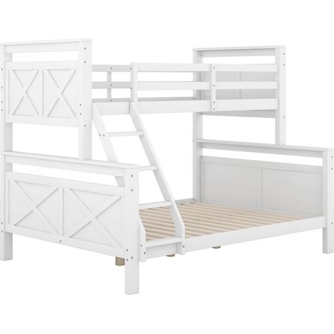 Litera blanca de madera con escalera y barandilla 90x200 y 140x200 MODENUIT (1/5)