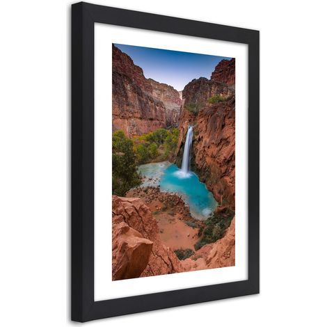 Quadro con cornice, Cascata blu tra le rocce - 20x30 (1/5)