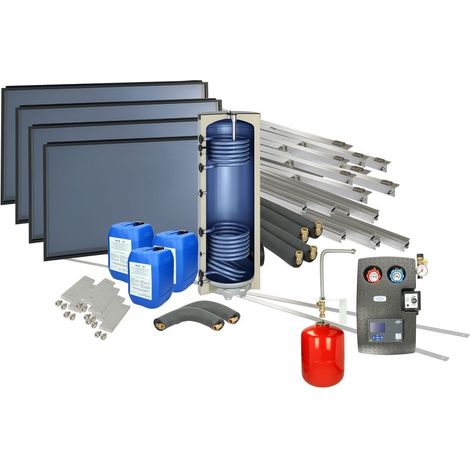 Set solaire 4plus toit plat horizontal ballon solaire 500 L 2 capteurs:10,12 m²