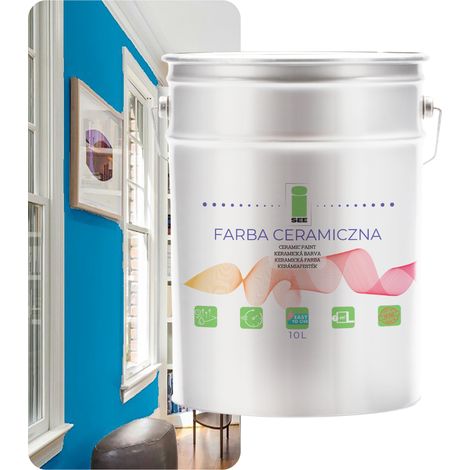 PITTURA MURALE IN CERAMICA, LAVABILE, BLU, 10L, ANTIMACCHIA (1/5)