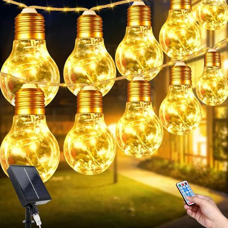 5M Guirlande Lumineuses Solaires Exterieur, 10 LED Ampoules Guirlande Guinguette Exterieur, 149 LEDs 8 Modes Étanche LED Solaire Guirlande Exterieu Lumineuse pour Jardin Terrasse Mariage Noël (10LED) (1/5)