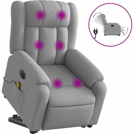 Maison Exclusive - Poltrona Alzapersona Massaggi Elettrica Grigio Chiaro Tessuto