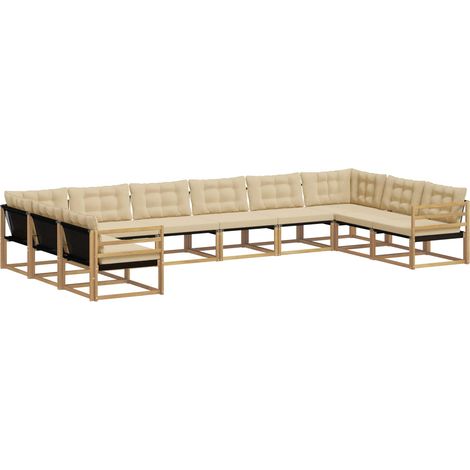 Conjunto de sofás de exterior con cojín 10 pcs y Beige vidaXL (1/5)