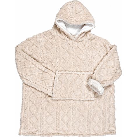 Plaid Sweat à Capuche "Jacquard" 85x118cm Crème (1/5)
