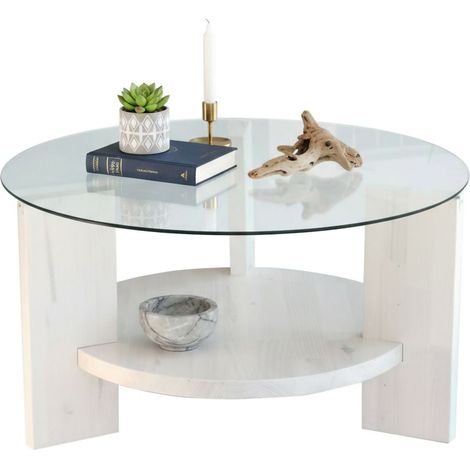 Dmora - Tavolino da salotto Felino, Tavolo basso da caffè, Portariviste per divano, Ripiano da soggiorno, 75x75h40 cm, Bianco