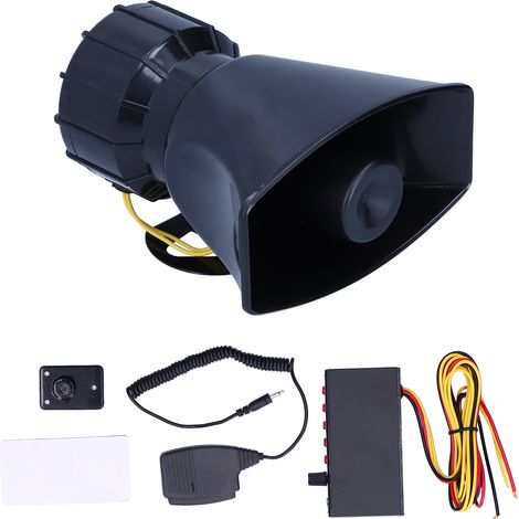 Klaxon Sirène 12V 100W 125dB Mégaphone 5 Sons Alarme Avertissement Urgence pour Voiture Moto (1/5)