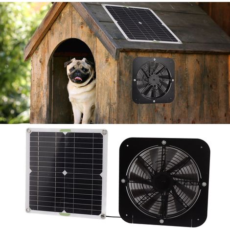 Panneau solaire 100 W, ventilateur rond de 13,5 pouces, ensemble pour toilettes pour animaux (1/5)