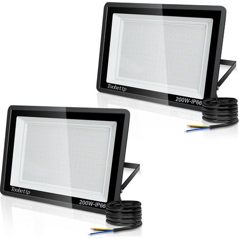 2PCS 200W Projecteur LED Extérieur, Spot LED Exterieur 20000LM Super Lumineux 6500K Blanc Froid Éclairage de Sécurité Extérieur IP66 Imperméable pour Garage Jardin Terrasse Parking (1/5)