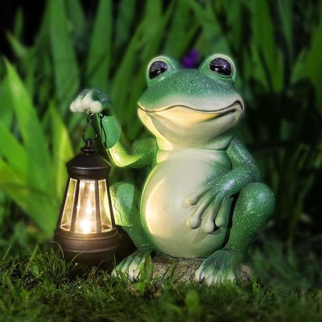 Solarbetriebene Froschfigur – Gartendekoration mit Beleuchtung – Außenbeleuchtung – Automatischer Dämmerungssensor – 20 x 8,5 x 18 cm (1/5)