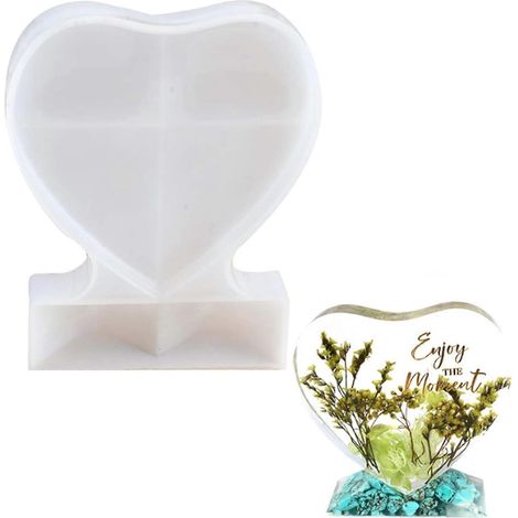 moule réutilisable en résine en forme de cœur pour cadre photo. Moule en silicone souple et facile à démouler pour la fabrication de bijoux et de cadres photo en cristal. (1/5)