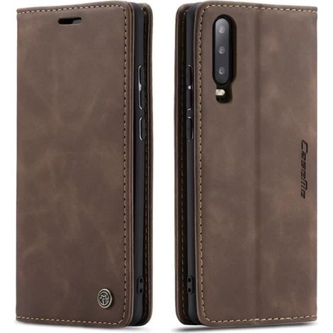 [GrandEver] Coque Bumper Huawei P30 Housse Cuir Premium Flip Case Portefeuille Etui Brown (1/4)