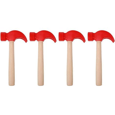 Lot de 4 marteaux en bois pour enfants, jouets de simulation de marteaux pour le développement cognitif.-16.30X8.00X2.50CM-Red