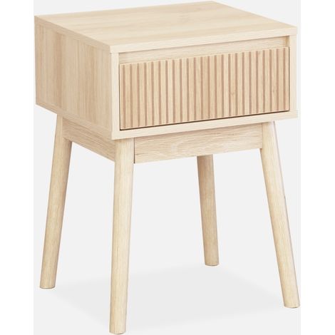 Mesita de noche con efecto madera, 1 cajón (1/5)