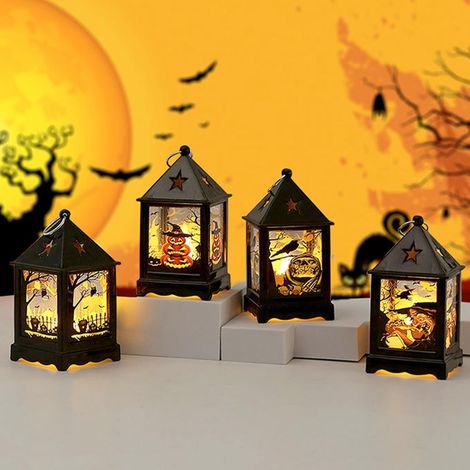 (4 Stück) LED-Halloweenlaternen, Hängelaternen-Halloweendekoration (1/5)