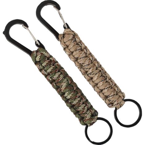 Lot de 5 porte-clés en paracorde avec mousqueton, anneau tressé pour clés, couteaux, lampes torches, camping, randonnée, trekking, convient aux hommes et aux femmes - 5 couleurs (1/5)