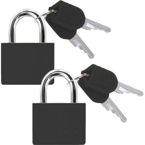 2 Mini Kofferschlösser Schwarz Reiseschloss mit Schlüssel (1/5)