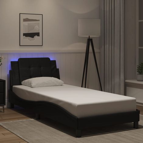 Bettgestell mit LED Schwarz 90x200 cm Kunstleder vidaXL186445 (1/5)