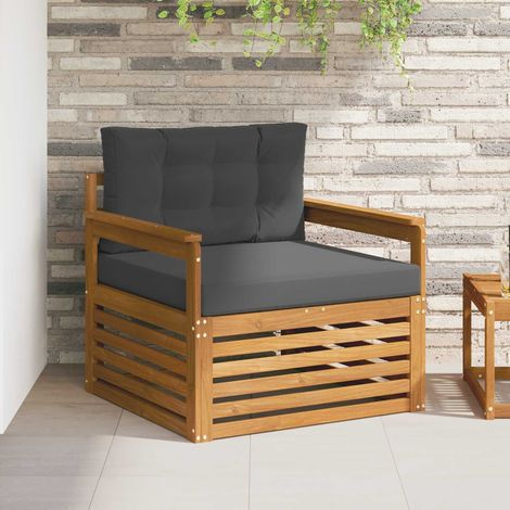 Outdoor-Sofagarnitur Massives Akazienholz und Polyester Natur