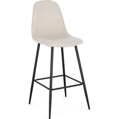 Sgabello Bar in Acciaio, Nero/Beige (1/2)