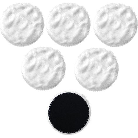 Lot de 6 Disques de Polissage 125 mm, Tampons de Lustrage en Laine pour Perceuse et Polisseuse Orbitale DA, Accessoires pour Ponçage et Cirage de Voiture et Meubles (1/5)