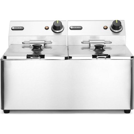 Friggitrice commerciale doppia Kitchen Line 7kW 230V 2 x 8L - Hendi 205839 (1/4)
