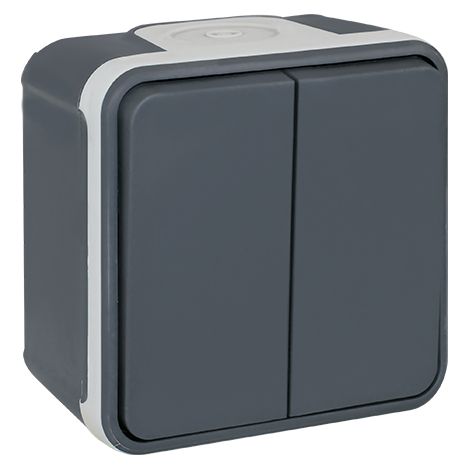 Doble paso y retorno empotrado 10A gris - IP55 - OXXO