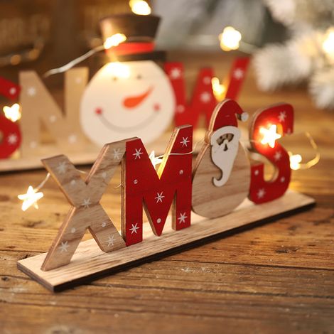 Lot en bois lettres décoratives Noël version grand-père (1/4)