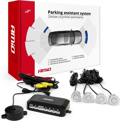 Kit sensori di parcheggio per telecamera e display LCD, colore argento, 22 mm, amio-02990