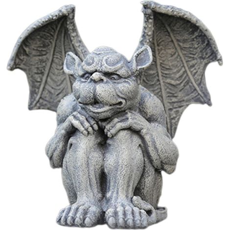 Wasserspeierstatue (1 Stück), Gartenskulptur, dekorative Statue, sitzende mystische Steinstatue (1/5)